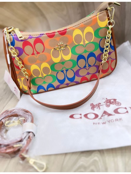 COACH F23377 - POPPY STAMPED C HALLIE EAST/WEST TOTE - SILVER/MULTICOLOR |  COACH HANDBAGS